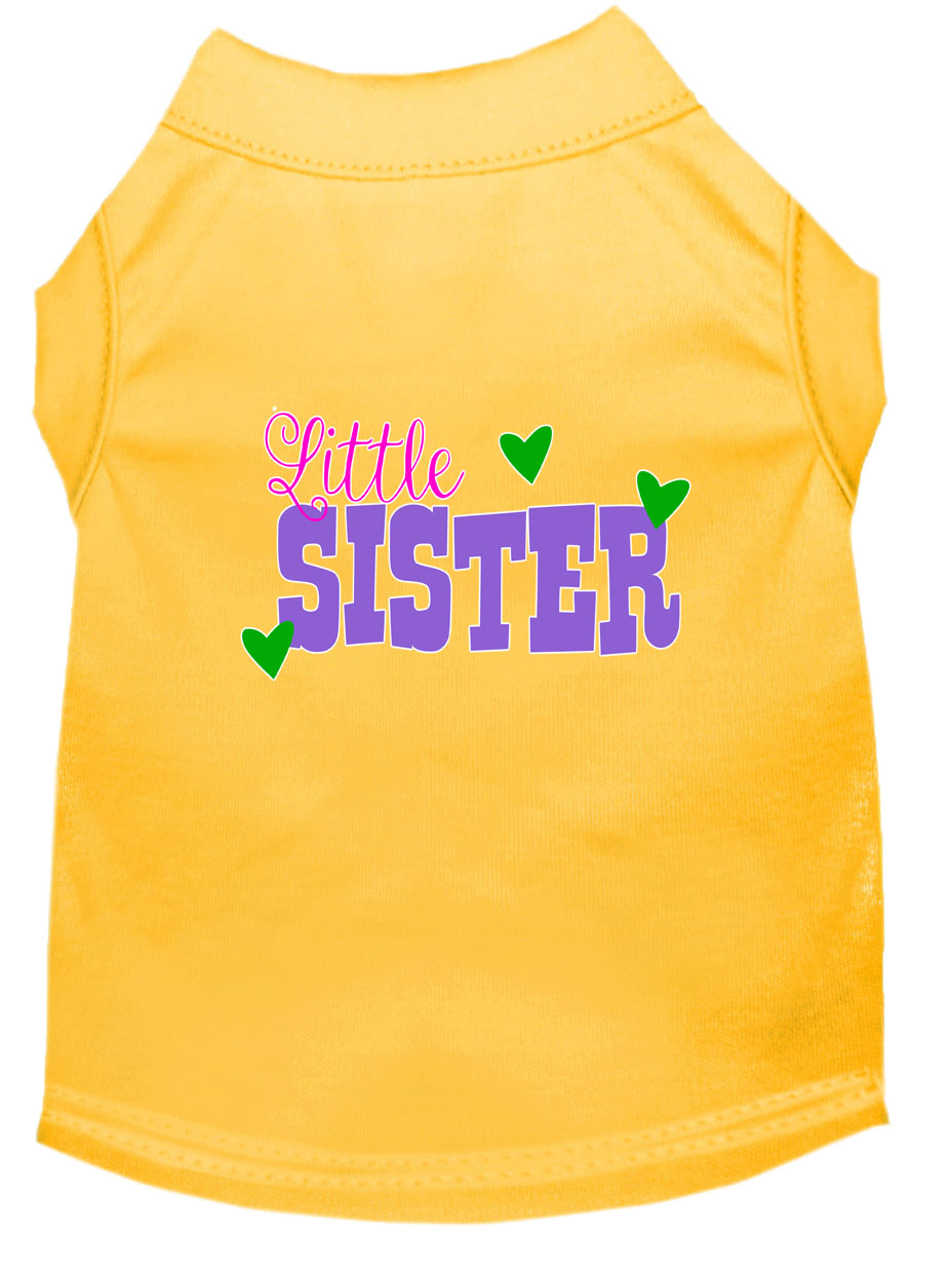 Little Sister Screen Print Dog Shirt Yellow Lg
